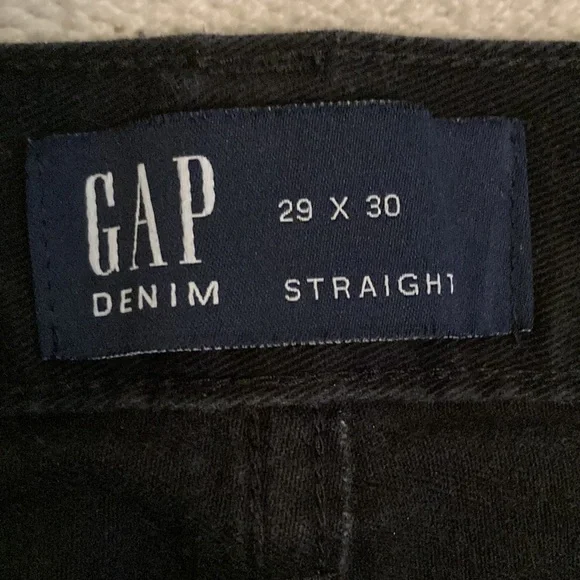 Gap Jeans Mens 29x30 Mid-Rise Straight Leg 5-Pocket Zip Dark Wash Black Denim - Picture 4 of 7